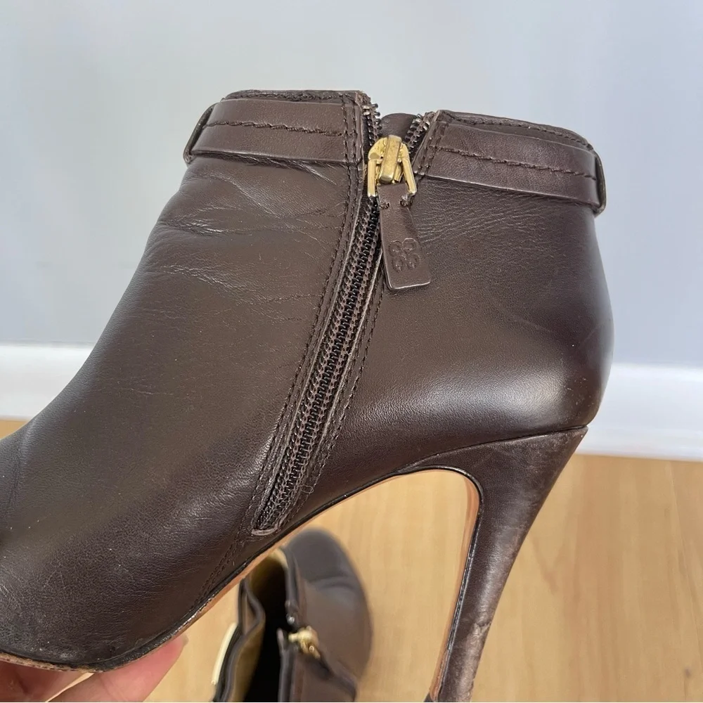 Coach Brown Biancca Bootie Soft Calf Leather Round Toe Boot Stiletto Shoe